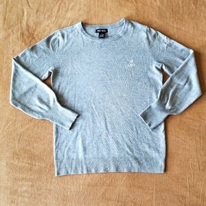 Gray Rhinestone Heart Pullover Crewneck Sweater Small